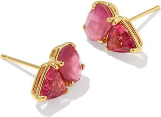 Kendra Scott Tatum Stud Earrings In Gold Pink Mix