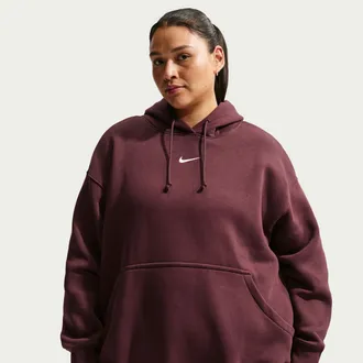 Nike Womens Nike Sportswear Phoenix Fleece Oversized Pullover Hoodie (Plus Size) in Red | DV4984-652