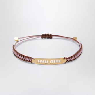 Miu Miu Bracciale rosa/marrone con cordino intrecciato