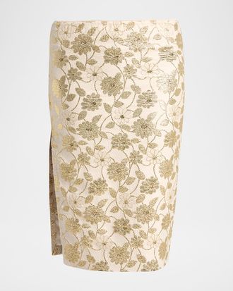 Saint Laurent Brocade Midi Skirt