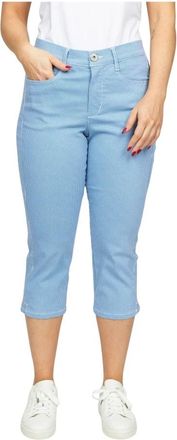 2-Biz Blauwe Gestreepte Cropped Broek - Dames - Vrijetijds broeken - Blauw - 2XL - Katoen - Broeken
