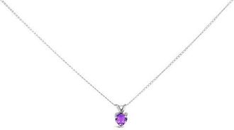 House of Brilliance 14K Gold 5X5 MM Heart Shaped Gemstone Solitaire Pendant Necklace in Purple Amethyst | White at Nordstrom