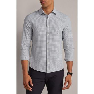 Rhone State of Mind Grid Check Slim Fit Button-Up Shirt in Lichen Green Grid at Nordstrom, Size Xx-Large