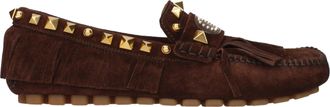 Valentino Garavani Mujers Mocasines Ante Marr&oacute;n/Chocolate Oscuro