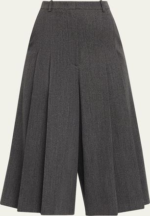 Michael Kors Pleated Twill Wide-Leg Culotte Pants