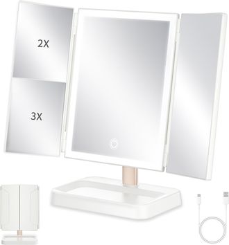 OEM Espejo De Maquillaje Iluminado Para Tocador Con Aumento De 1x/2x/3x - Espejo Led Independiente - Luz Iluminada - Escritorio De Maquillaje