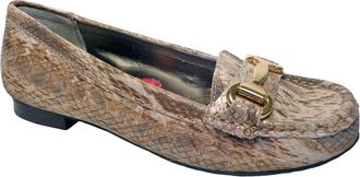 Ros Hommerson Womens Regina Leather Loafer In Gold Snake