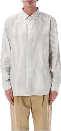 Saint Laurent Cassandre Gestreept Shirt - Heren - Casual Overhemden - Wit - XL - Overhemden