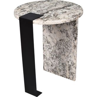 Jonathan Y Designs Lyra Modern Round Asymmetrical Marble Accent Table, Veined Stone with Iron Metal Base for Living Room in Ivory/black at Nordstrom