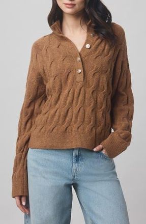 Splendid x @cellajaneblog Cable Half Placket Sweater in Caramel at Nordstrom Rack, Size X-Large