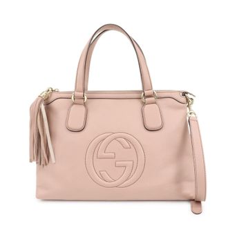 Gucci Soho Convertible Soft Top Handle Leather Pink Leather Handbag (Pre-Owned)