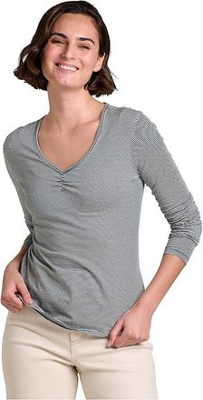 Toad&Co Rose Long Sleeve T-Shirts Womens Clothing Oatmeal Micro Stripe : XS, Tencel/Spandex/Lyocell
