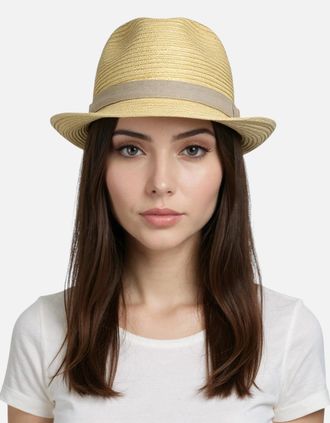 Diesel Womens DIESEL Womens Hats Ceveryun Sombrero Ladies Summer Beach Holiday Trilby Hat - Cream - Size: 56 cm
