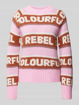 Colourful rebel Strickpullover mit Logo-Muster Modell Ximenia in Fuchsia, Gr&ouml;&szlig;e L