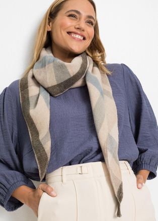Bonprix Dreieckstuch BONPRIX, Damen, beige (beige, hellblau, dunkelgrau kariert), Obermaterial: 100% Polyacryl, Modet&uuml;cher Dreieckstuch, weiches Material, mod
