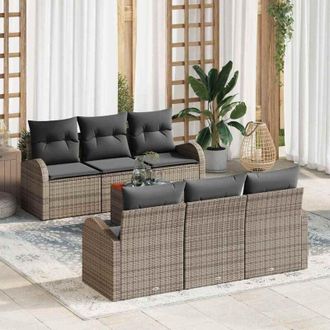 vidaXL Set Divano da Giardino 7 pcs Grigio - Vidaxl
