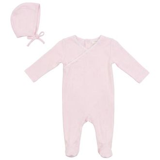 Fragile Girl Rib Modal 2 Piece Romper Set with Contrast Trim Bonnet in Pink Sorbet at Nordstrom, Size 9M