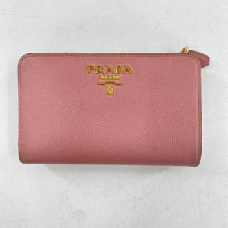 Prada Pink Saffiano Triangle Wallet (Bi-Fold) (Pre-Owned)