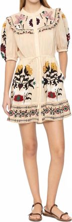 Sea New York Cassia Print Short Sleeve Dress In Cream