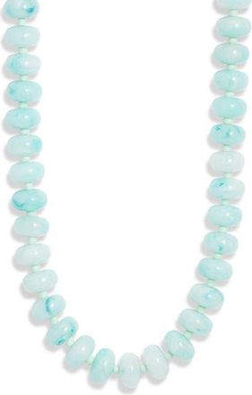 Nordstrom 12mm Beaded Necklace in Light Green- Gold at Nordstrom