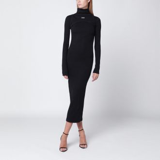 Off-white Black cotton midi dress with logo