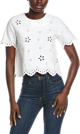 Gracia Embroidered Eyelet Crop Top