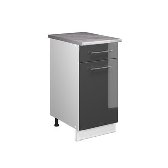 Vicco Mueble Bajo Para Fregadero/placa Fame-line, Antracita Alto Brillo/blanco, 40 Cm, Et M&aacute;rmol, Vicco