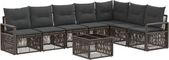vidaXL Conjunto De Sof&aacute;s De Jard&iacute;n 8 Uds. Gris Rat&aacute;n Sint&eacute;tico Vidaxl