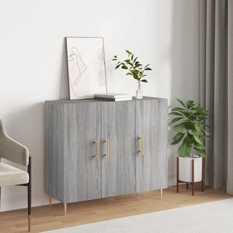vidaXL Vidaxl - Aparador De Madera De Ingenier&iacute;a Gris Sonoma 90x34x80 Cm