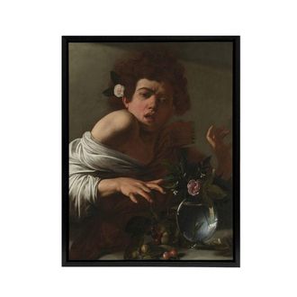 Artery8 Boy Bitten By A Lizard Allegory Caravaggio Framed Canvas Wall Art | Size: W24 x H32