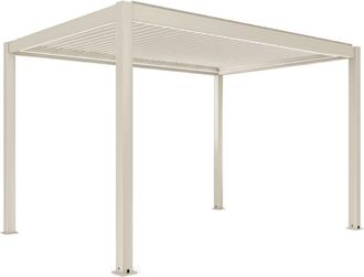 Oviala P&eacute;rgola bioclim&aacute;tica motorizada independiente de 3x4 m crema