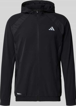 adidas Sweatjacke mit Logo-Print und Kapuze in Black, Größe XL