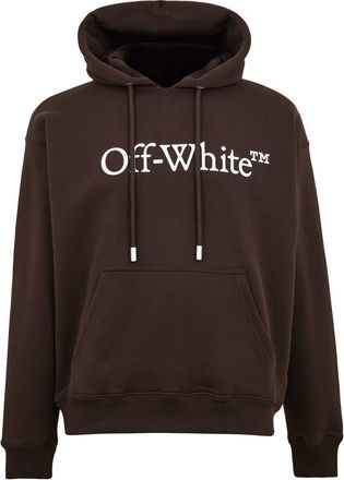 Off-white Mens Off White Oversize Hooded Neck Long Sleeve Sweatshirt in Chocolate-White - Size X-Large