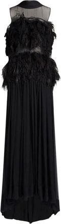 Alberta Ferretti Ethereal Silk Chiffon Feather Gown - Dames - Jurken - Zwart - Maat: S Chiffon