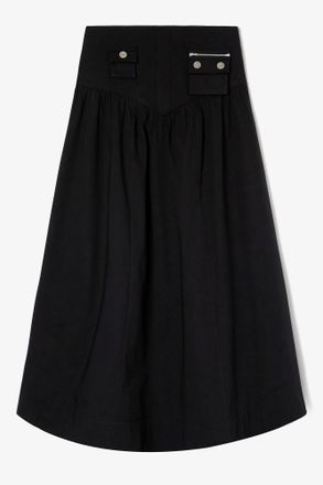 Ganni Black Long Cotton Skirt - Size 10/12 Organic