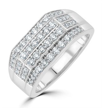 The Diamond Store Mens Lab Diamond Pave Encrusted Ring 1ct H/Si in 925 Silver
