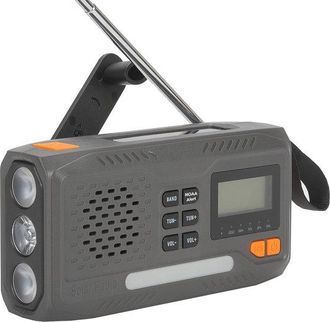 OEM Radio De Supervivencia: Radio Port&aacute;til Con Bater&iacute;a Solar Recargable De 4500 Mah, Alarma Sos Y Carga De Emergencia Para Smartphone (gris)