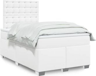 vidaXL Vidaxl - Cama Box Spring Con Colch&oacute;n Cuero Sint&eacute;tico Blanco 120x200 Cm