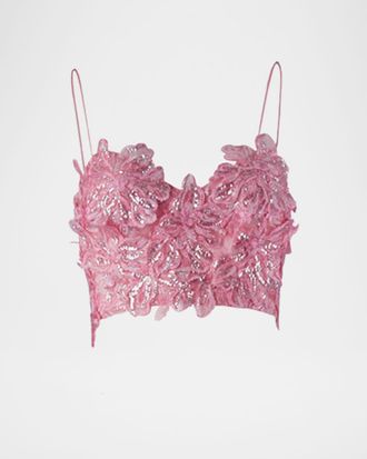 Silvia Tcherassi Alida Floral Sequined Crop Top