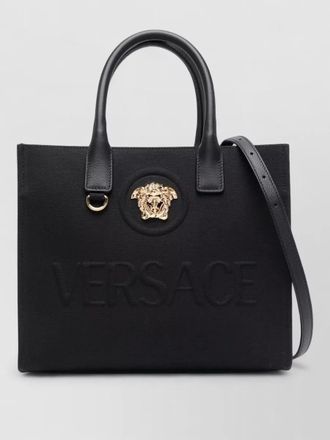 Versace la medusa small canvas shoulder bag