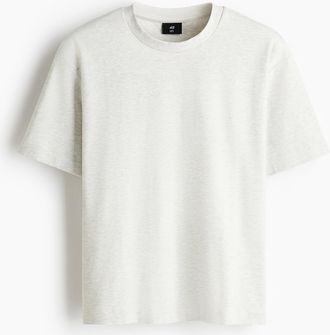 H&M Interlock-T-Shirt in Loose Fit - Hellgraumeliert
