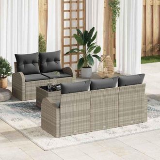 vidaXL Vidaxl - Conjunto De Sof&aacute; De Jard&iacute;n 6 Pcs Gris Claro 55 X 55 X 37 Cm