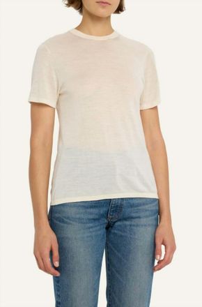 Nili Lotan Kimena Crew Neck Short Sleeve Sweater In Ivory