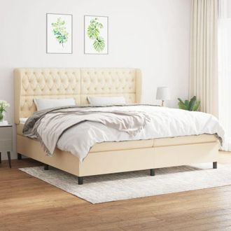 vidaXL Vidaxl - Cama Box Spring Con Colch&oacute;n Tela Color Crema 200x200 Cm