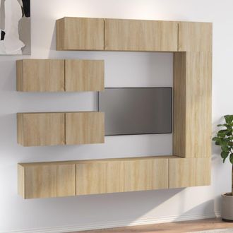 vidaXL Vidaxl - Set De Muebles Para Tv 7 Pzas Madera Contrachapada Roble Sonoma