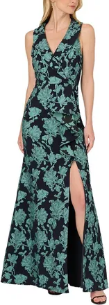 Adrianna Papell Stretch Jacquard Sleeveless Gown