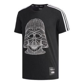 adidas neo M Sw Tee 5 Reflective Black Printing Round Neck Short Sleeve Black CV6998