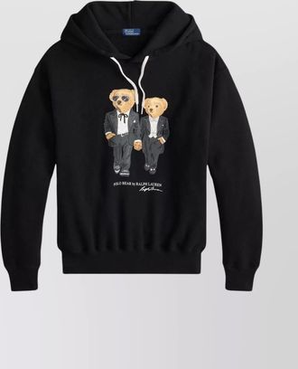 Ralph Lauren graphic hooded sweatshirt with ribbed cuffs and hem