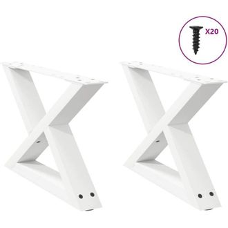 vidaXL Patas Para Mesa De Centro (2 Unidades), Color Blanco, 60 X (30-31,3) Cm, Acero Vidaxl