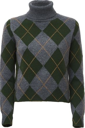 Be You Long-Sleeve Classic Argyle Turtleneck Sweater